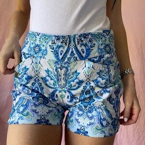 Blue & White Paisley Shorts – Y2K Vintage Vibe